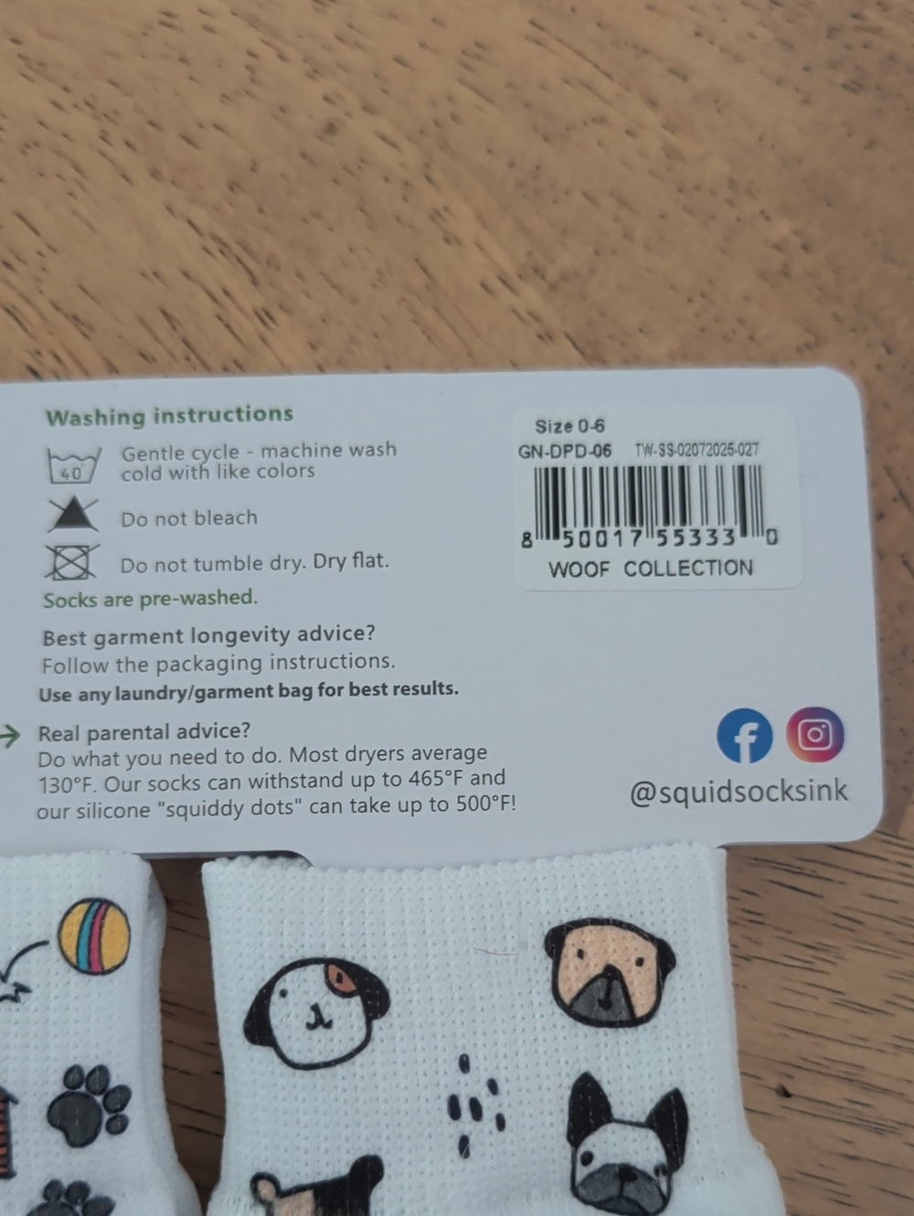 NWT Squid Socks Baby Stay-On Socks in Woof, 0-6 Months - Picture 7 of 10